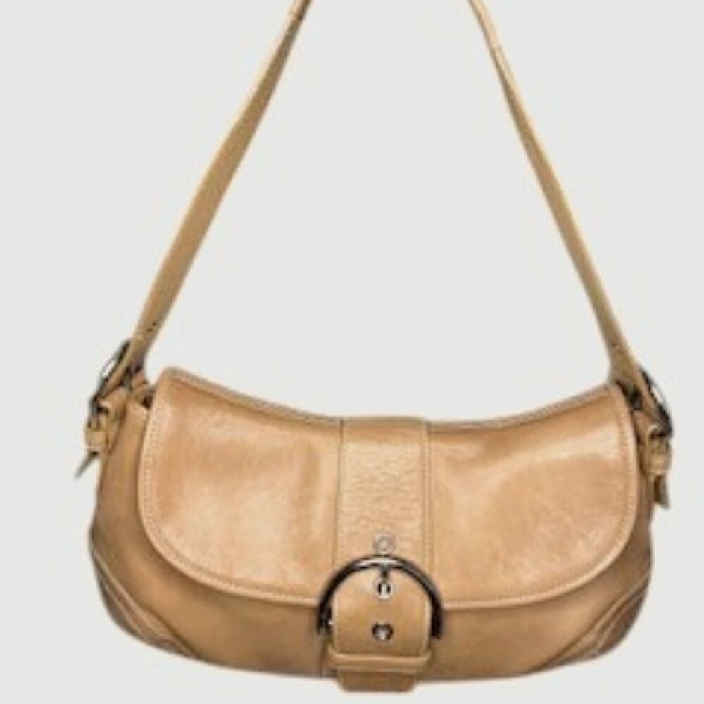 Coach Soho Tan Leather Buckle Flap Shoulder Bag – Style K050-9248